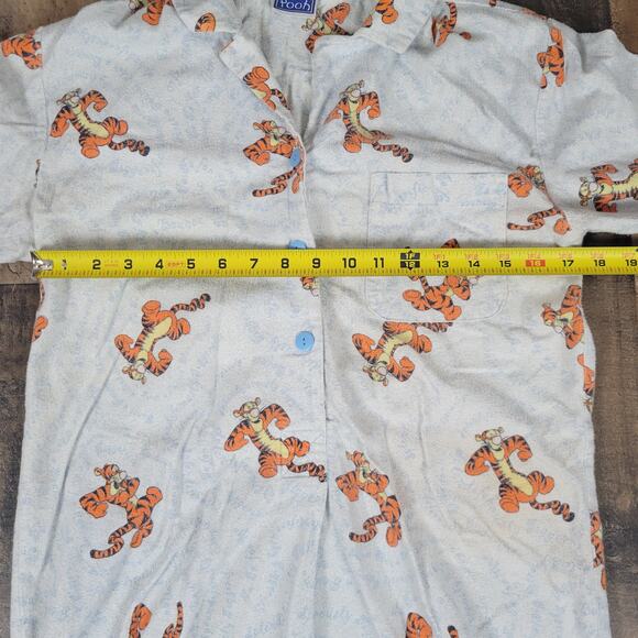 Tigger Vintage 90s Sleepwear Night Gown Womens XS Disney Winnie The Pooh Blue - Picture 12 of 14